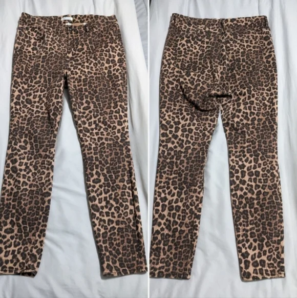 Good American Good Waist Leopard Print Jeans Sz 14/32 Cheetah Animal Print - Picture 3 of 5